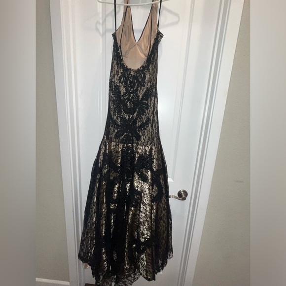 Sue Wong Nocturne Y2K Lace Beaded Open Back Halter Tulle Dress Gown - Picture 2 of 8